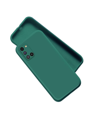 Mattgrönt TPU-skal för Samsung A51 med kameraskydd, sett från sidan