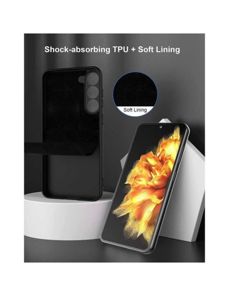 Framifrån visning av mattsvart TPU-skal för Samsung S22 Plus med mjukt foder och kameraskydd