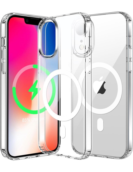 Transparent skal för iPhone XR med MagSafe-funktion och tydlig laddningsindikator