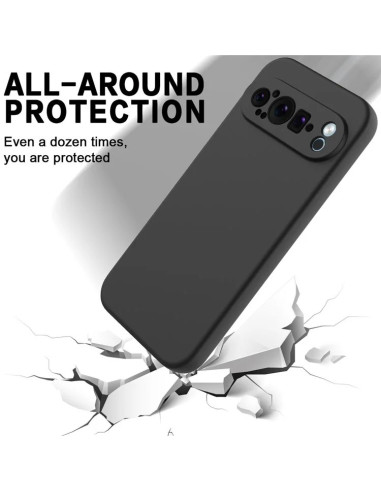 Google Pixel 9 Pro XL Gummibelagd Mattsvart Skal Kameraskydd Liquid - Svart