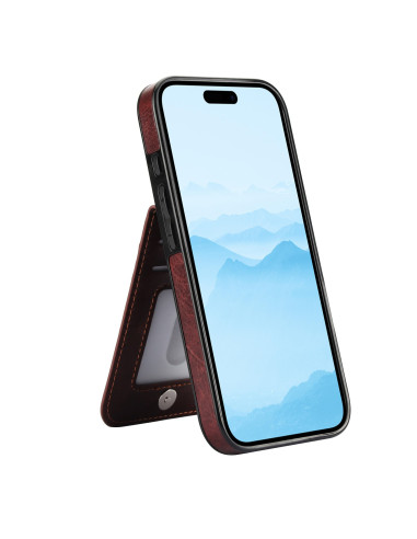 iPhone 16 Mobilskal Korthållare 5-FACK Retro V3 - Brun