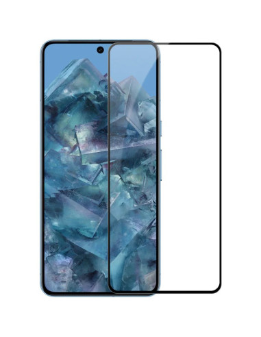 Detaljvy av transparent härdat glas för Google Pixel 9 Pro XL, med 2.5D kanter och bubblfri installation