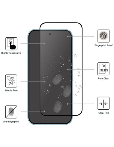 Översikt av härdat glas för Google Pixel 9 Pro XL med fingeravtrycksskydd och bubblfri installation