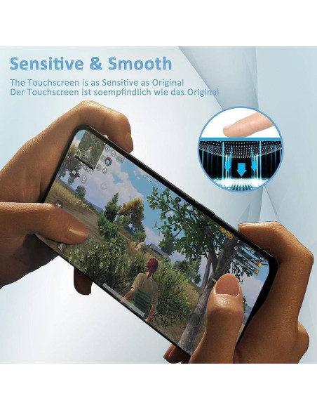 OnePlus Nord CE4 Lite 5G med härdat glas, visad i användning med spel på skärmen