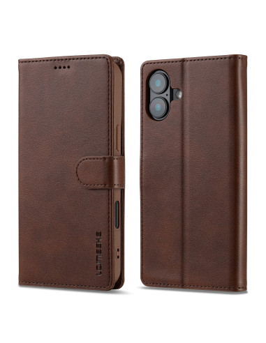 LC.IMEEKE Plånboksfodral iPhone 16 - Mörkbrun