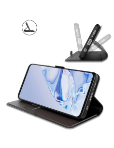 Svart Flipfodral Skin Pro V2 för Samsung S21 Ultra, stängt med en del av skärmen synlig 2