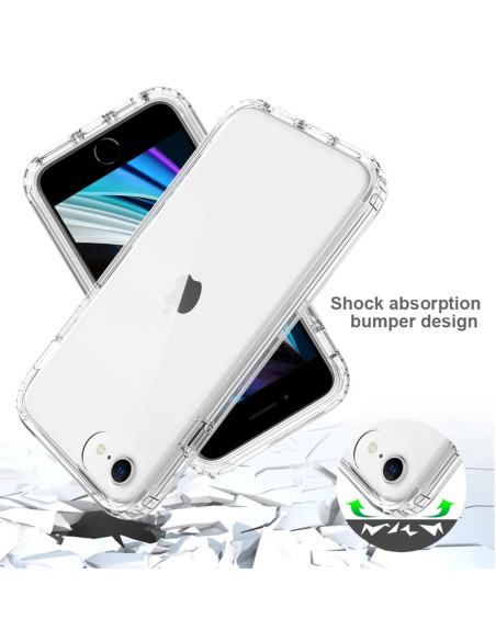 Transparent 3D-skal för iPhone 6/7/8/SE 2020/2022, visat bakifrån med fokus på bumperskyddet
