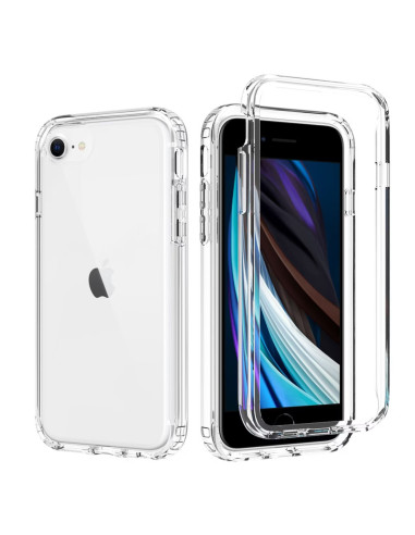 Transparent 3D-skal för iPhone 6/7/8/SE 2020/2022, visat från framsidan med telefonen inuti