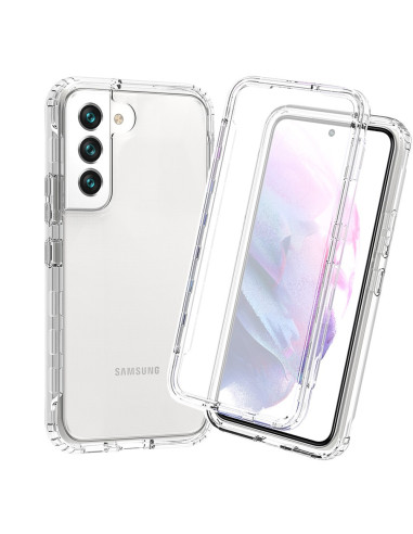 Heltäckande transparent 3D-skal för Samsung S22 Plus med kameraöppning och skyddande kanter