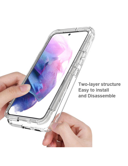 Detaljvy av Samsung S22 Plus skal som visar tvådelad struktur och enkel avtagning
