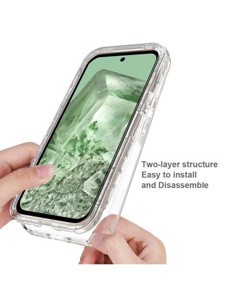 Google Pixel 8a Heltäckande Premium 3D Skal 3in1 ThreeSixty Clear
