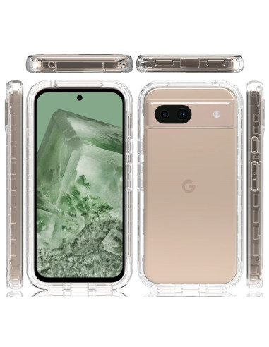 Google Pixel 8a Heltäckande Premium 3D Skal 3in1 ThreeSixty Clear