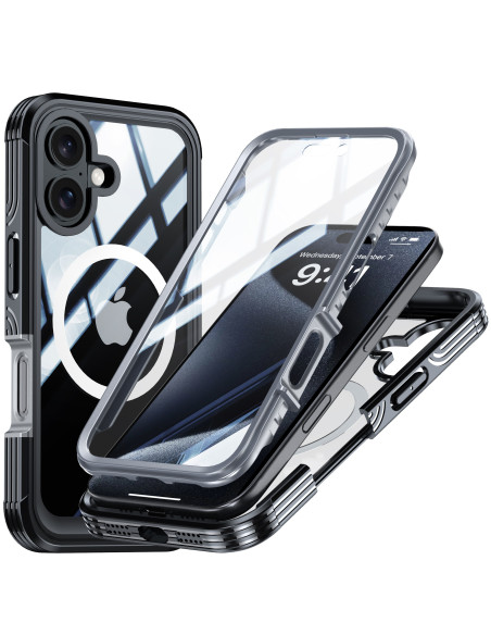 iPhone 16 Plus Heltäckande Magsafe Premium 3D Skal 3in1 ThreeSixty