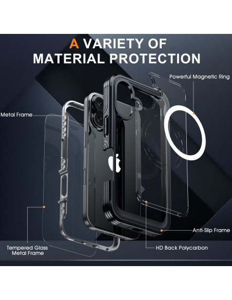 iPhone 16 Plus Heltäckande Magsafe Premium 3D Skal 3in1 ThreeSixty