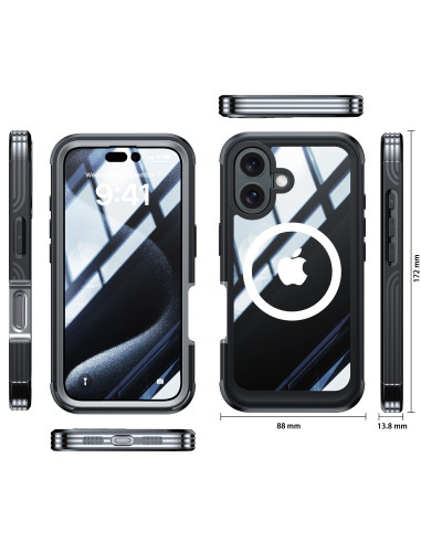 iPhone 16 Plus Heltäckande Magsafe Premium 3D Skal 3in1 ThreeSixty