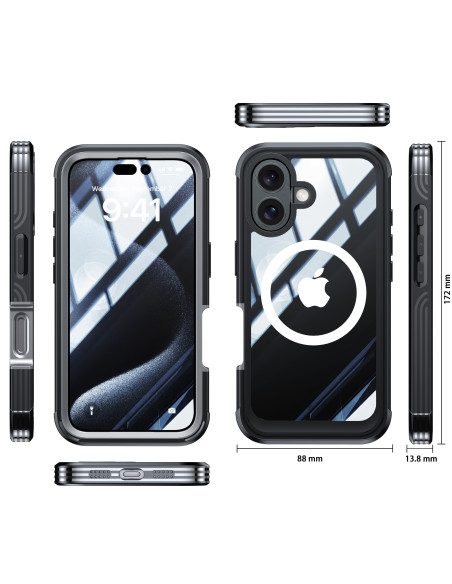 iPhone 16 Plus Heltäckande Magsafe Premium 3D Skal 3in1 ThreeSixty