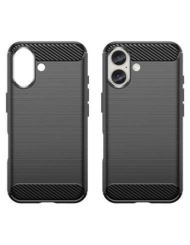 iPhone 16 SlimCarbon skal sett från sidan med texturerad yta och kameraöppningar