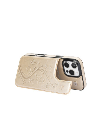 iPhone 16 Pro Max Stöttåligt Skal Korthållare 3-FACK Flippr V2 - Guld