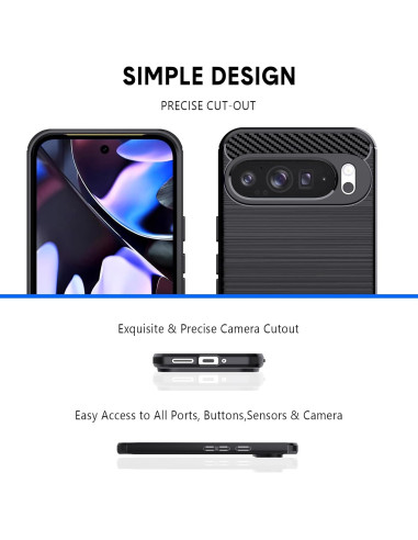 Närbild av Google Pixel 9 Pro XL skal med detaljerad kamerautskärning och sidoknappar