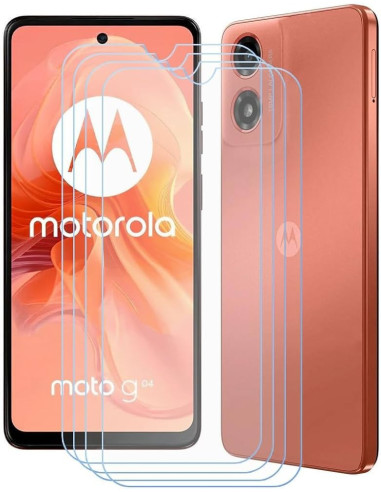 Motorola Moto G24 med transparent skärmskydd i närbild, visar skärmens klarhet
