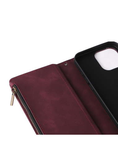 iPhone 15 Pro Max Multifunktionellt Plånboksfodral Zipper 8-Fack