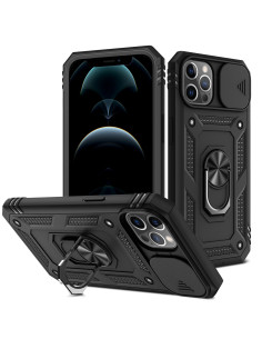iPhone 12 / 12 Pro Hybridskal med Ringhållare &amp; Kameraskydd - Svart
