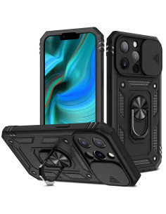iPhone 13 Pro Hybridskal med Ringhållare &amp; Kameraskydd - Svart