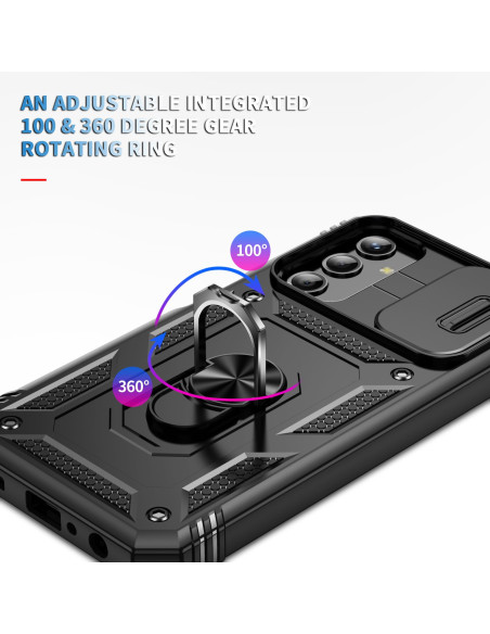 Samsung A24 5G Hybridskal med Ringhållare &amp; Kameraskydd - Svart
