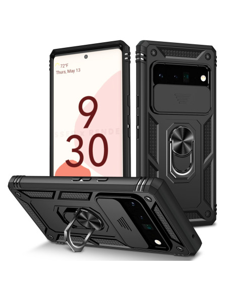 Google Pixel 6 Pro Hybridskal med Ringhållare &amp; Kameraskydd - Svart