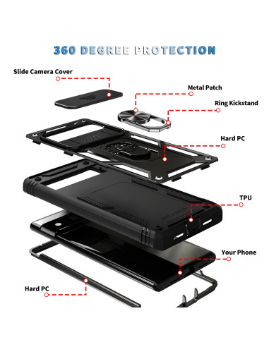 Google Pixel 6 Pro Hybridskal med Ringhållare &amp; Kameraskydd - Svart