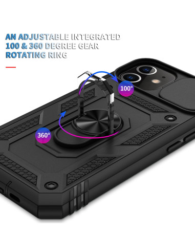 iPhone 11 Hybridskal med Ringhållare &amp; Kameraskydd - Svart