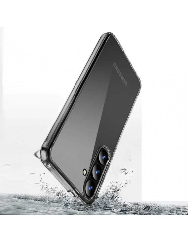 Genomskinligt skal för Samsung S23, sett från sidan med fokus på kamerautskärningen