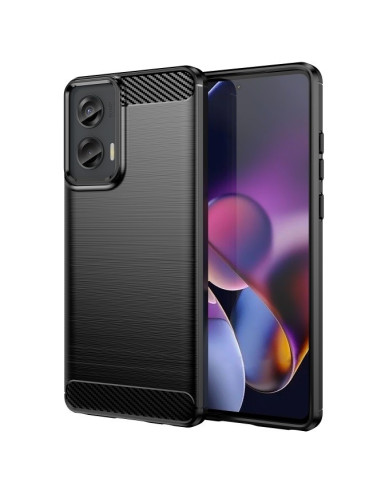 Motorola Moto G35 skal i SlimCarbon-design, sett bakifrån med detaljerad yta