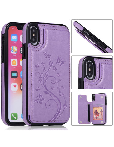 iPhone XS Max Stöttåligt Skal Korthållare 3-FACK Flippr V2 - Lila