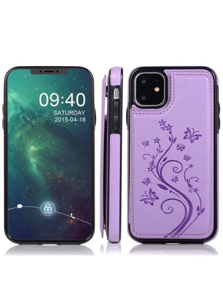 iPhone 11 Stöttåligt Skal Korthållare 3-FACK Flippr V2 - Lila