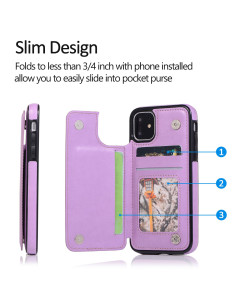 iPhone 11 Stöttåligt Skal Korthållare 3-FACK Flippr V2 - Lila 2