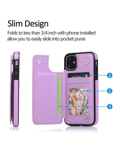 iPhone 11 Stöttåligt Skal Korthållare 3-FACK Flippr V2 - Lila