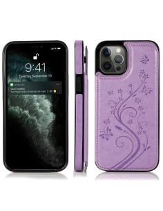 iPhone 12 / 12 Pro Stöttåligt Skal Korthållare 3-FACK Flippr V2 - Lila