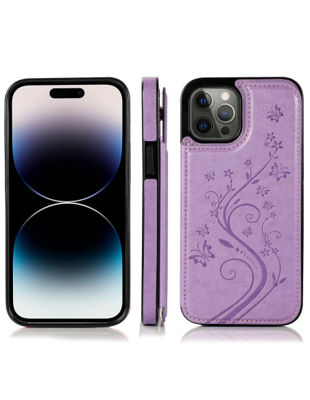 iPhone 14 Pro Max Stöttåligt Skal Korthållare 3-FACK Flippr V2 - Lila