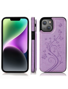 iPhone 14 Stöttåligt Skal Korthållare 3-FACK Flippr V2 - Lila