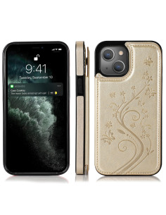 iPhone 13 Mini Stöttåligt Skal Korthållare 3-FACK Flippr V2 - Guld