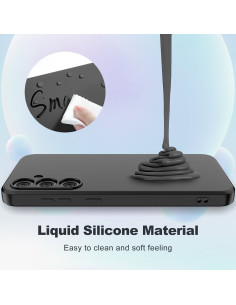 Samsung S24 FE Gummibelagd Mattsvart Skal Kameraskydd Liquid - Svart