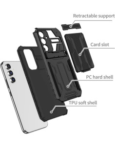Samsung S24 FE Stöttåligt Skal Kickstand &amp; Kortfack ThinArmor V3
