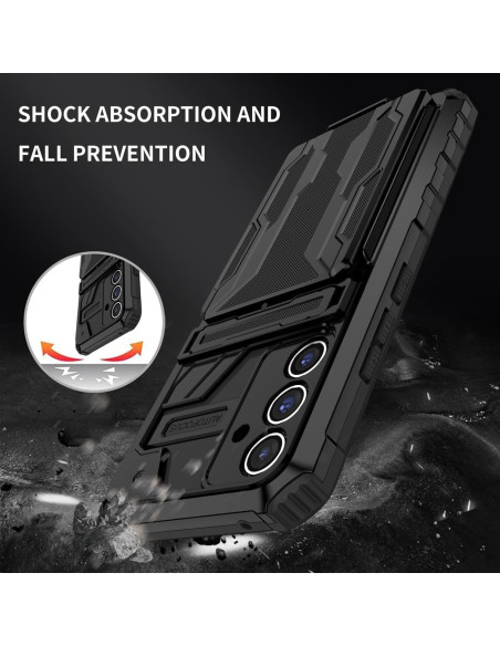 Samsung S24 FE Stöttåligt Skal Kickstand &amp; Kortfack ThinArmor V3