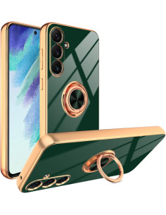 Samsung S24 FE Elegant &amp; Stöttåligt Skal med Ringhållare Flawless - Mörkgrön