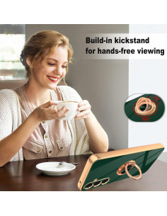 Samsung S24 FE Elegant &amp; Stöttåligt Skal med Ringhållare Flawless - Mörkgrön