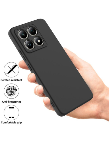 Xiaomi 14T Gummibelagd Mattsvart Silikon Skal Kameraskydd Liquid - Svart