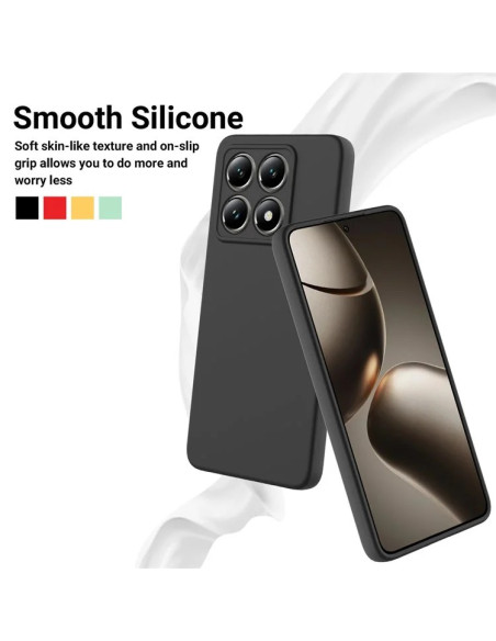 Xiaomi 14T Pro Gummibelagd Mattsvart Silikon Skal Kameraskydd Liquid - Svart