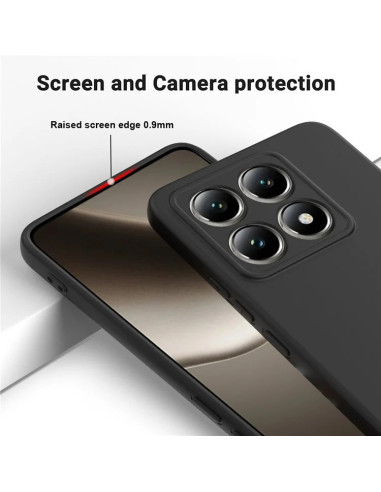 Xiaomi 14T Pro Gummibelagd Mattsvart Silikon Skal Kameraskydd Liquid - Svart