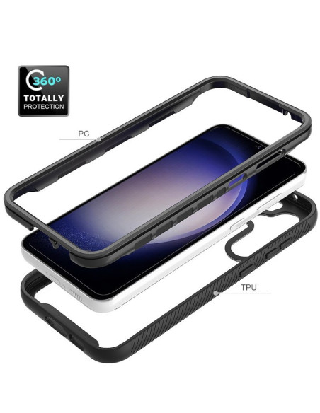 Samsung A16 Heltäckande Premium 3D Skal ThreeSixty, visat med skalets lager och telefon i fokus